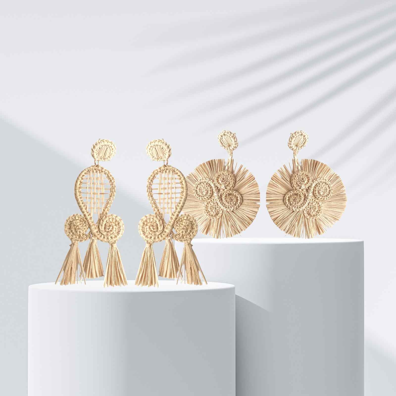 Iraca Palm Straw Earrings 111