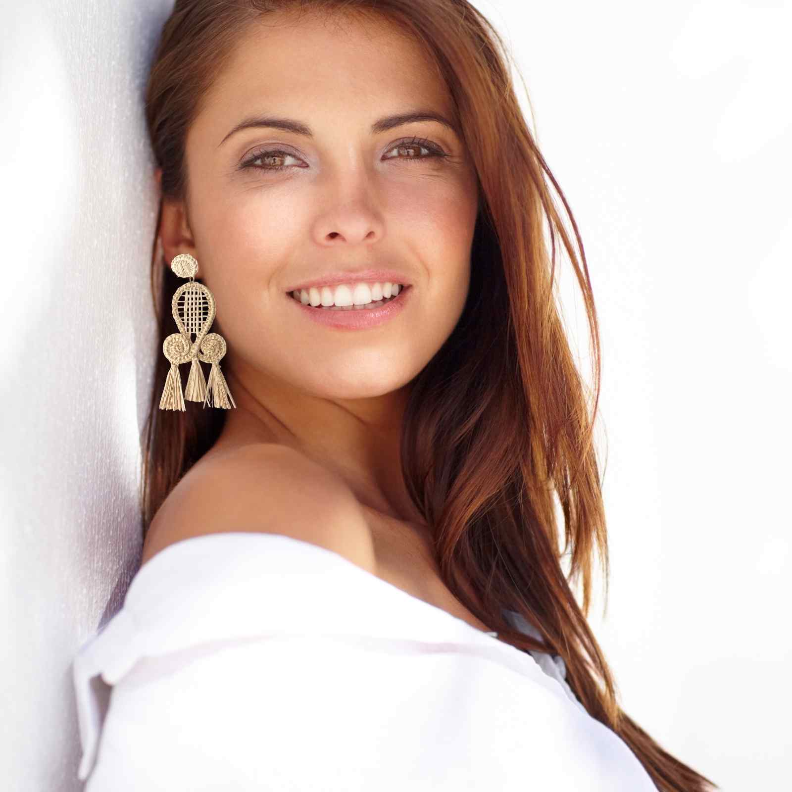 Iraca Palm Straw Earrings 112