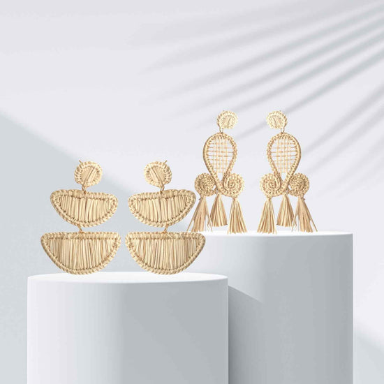 Iraca Palm Straw Earrings 17