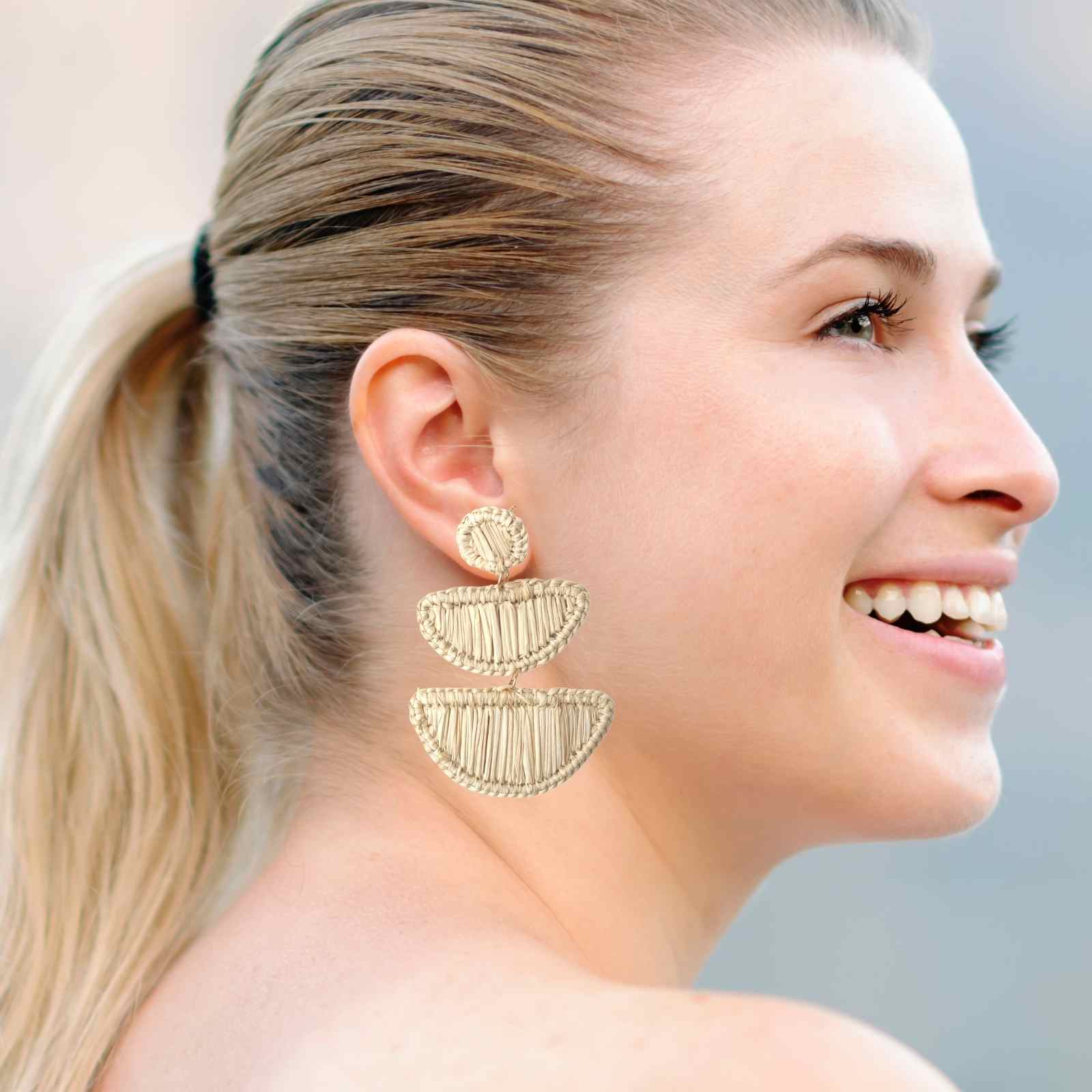 Iraca Palm Straw Earrings 18