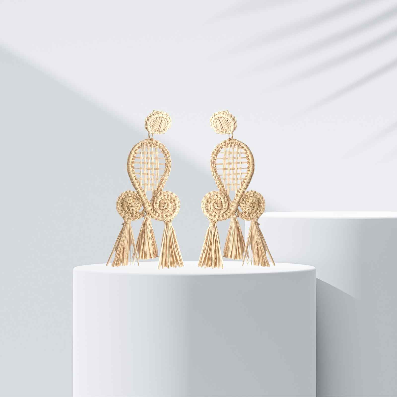 Iraca Palm Straw Earrings 19