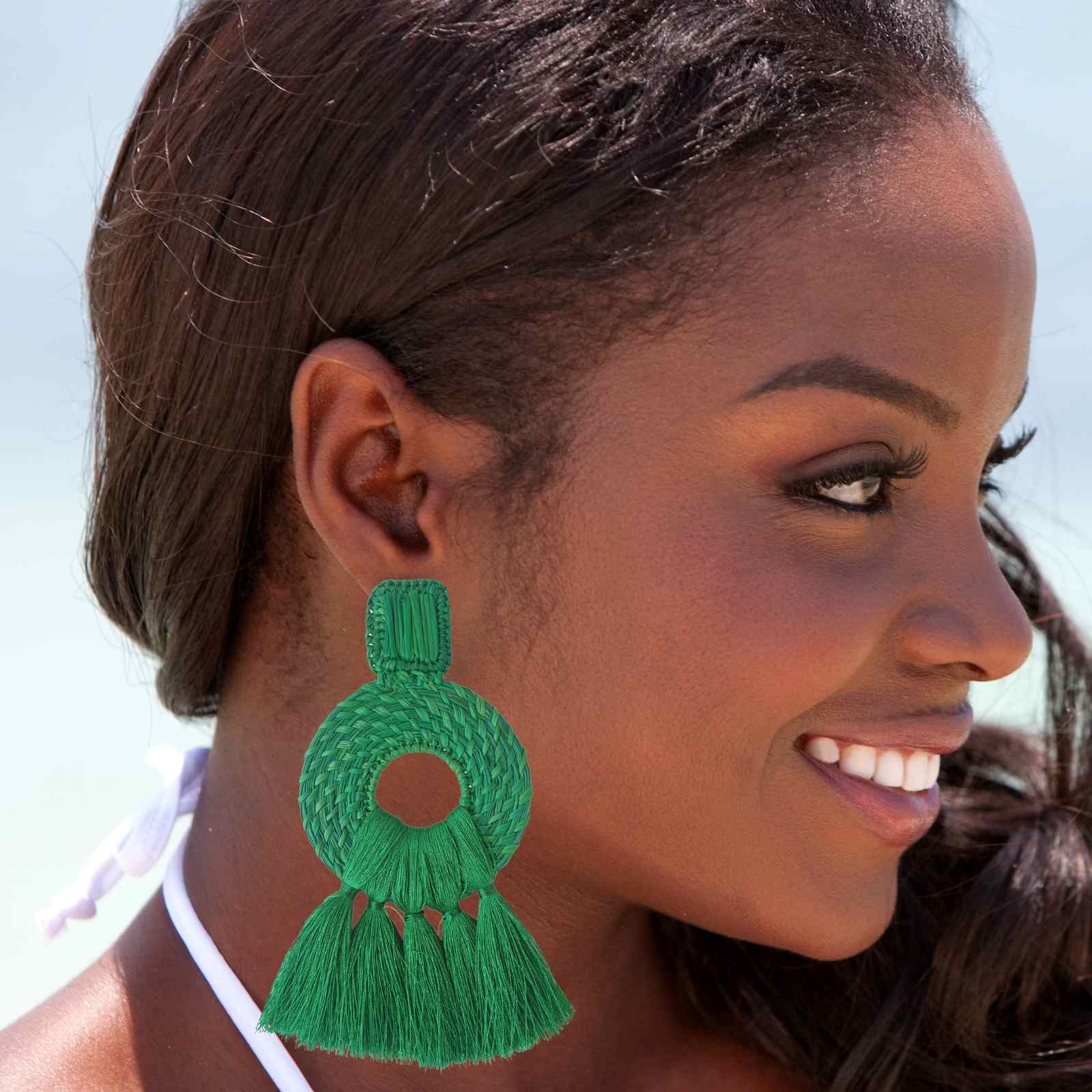 Iraca Palm Straw Earrings 8