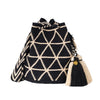 Handcrafted black & beige striped Wayuu crochet bag made by indigenous artisans in Colombia