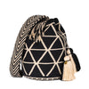 Handcrafted black & beige striped Wayuu crochet bag made by indigenous artisans in Colombia