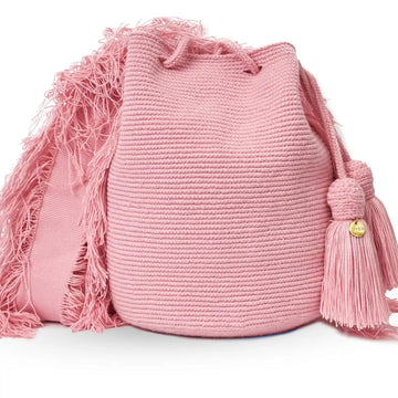 Pink handmade Wayuu bag crafted by indigenous female artisans from Colombia-Lombia+Co.