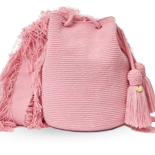 Pink handmade Wayuu bag crafted by indigenous female artisans from Colombia-Lombia+Co.