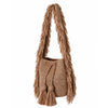brown crochet bag with fringe straps