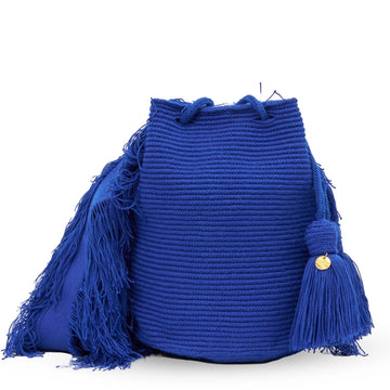 Blue handmade Wayuu bag crafted by indigenous female artisans from Colombia-Lombia+Co.