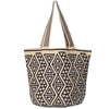 Handcrafted black & beige striped Wayuu crochet bag made by indigenous artisans in Colombia