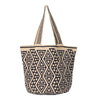 Handcrafted black & beige striped Wayuu crochet bag made by indigenous artisans in Colombia