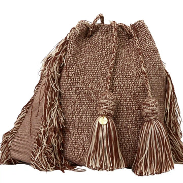 Wayuu crochet bag in shaded brown, handmade by indigenous artisans in Colombia.