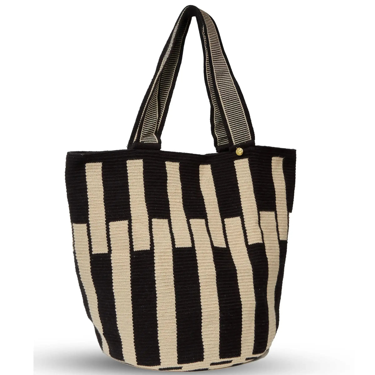 Tecla Extra Large beige and black, side view, handmade by Colombian artisans.