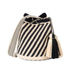 Alta medium black beige Wayuu bag handcrafted by Colombian artisans