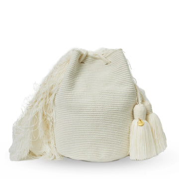 White handmade Wayuu bag crafted by indigenous female artisans from Colombia-Lombia+Co.