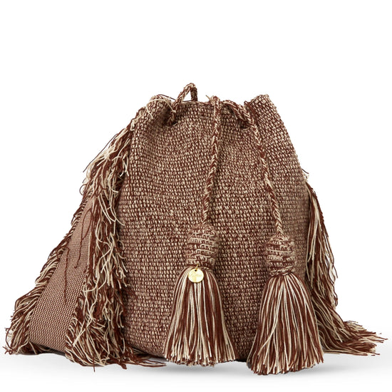 Chocolate brown handmade Wayuu bag crafted by indigenous female artisans from Colombia-Lombia+Co.