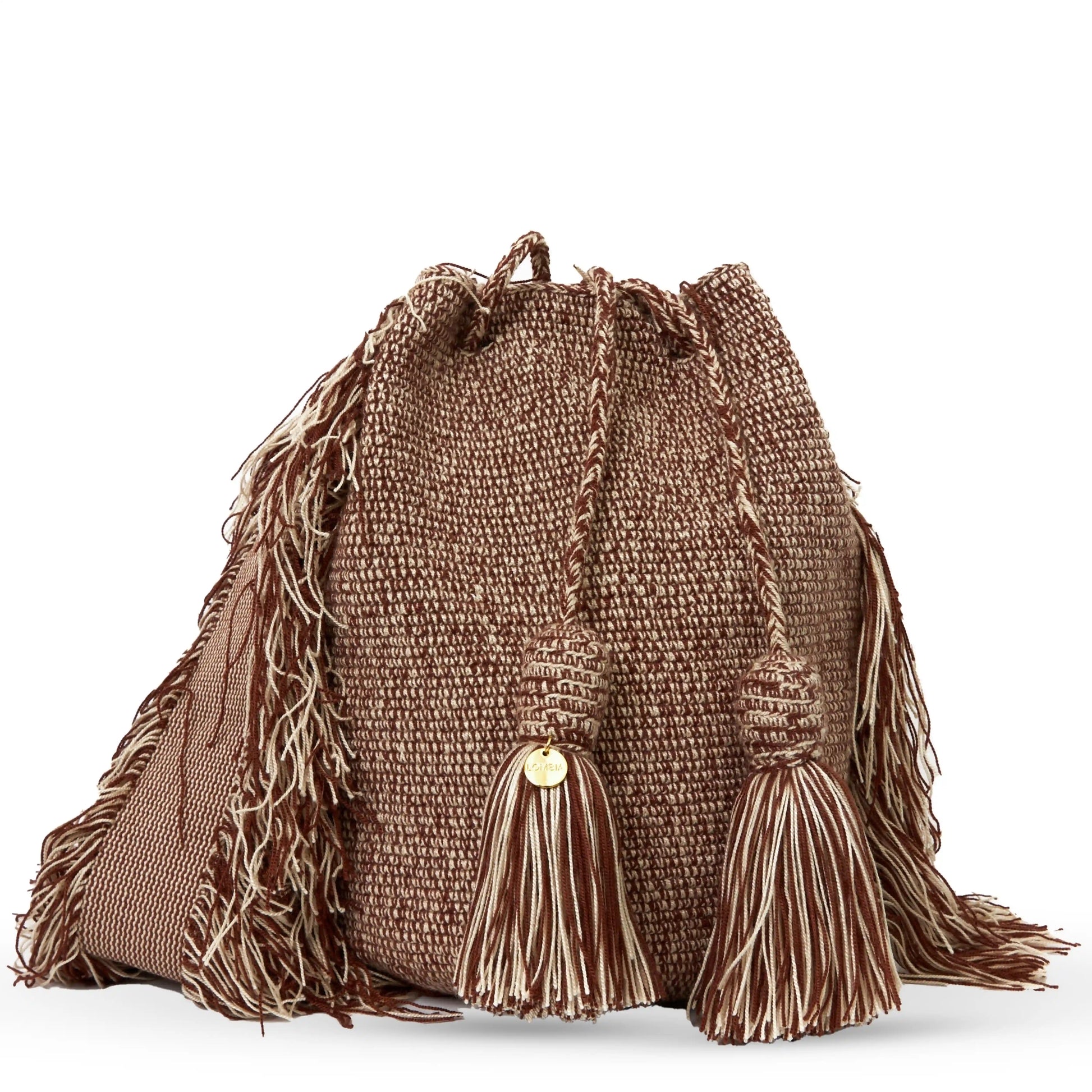 Chocolate brown handmade Wayuu bag crafted by indigenous female artisans from Colombia-Lombia+Co.